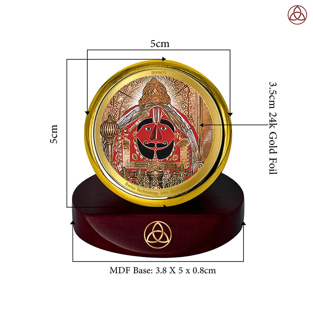 Salasar Balaji | Lord Hanuman of Salasar Dham Car Dashboard Frame in 24K Gold Plated Foil