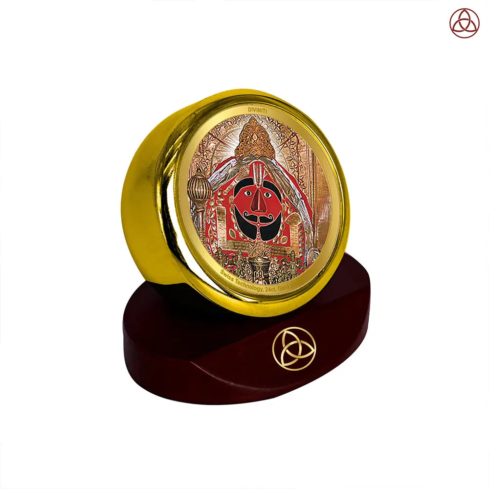 Salasar Balaji | Lord Hanuman of Salasar Dham Car Dashboard Frame in 24K Gold Plated Foil