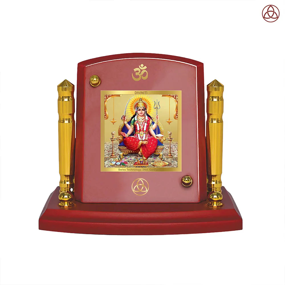 Santoshi Mata | Goddess of Contentment & Fulfilment Car Dashboard Frame in 24K Gold Plated Foil