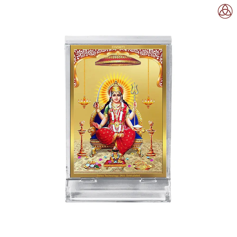 Santoshi Mata | Goddess of Contentment & Fulfilment Car Dashboard Frame in 24K Gold Plated Foil