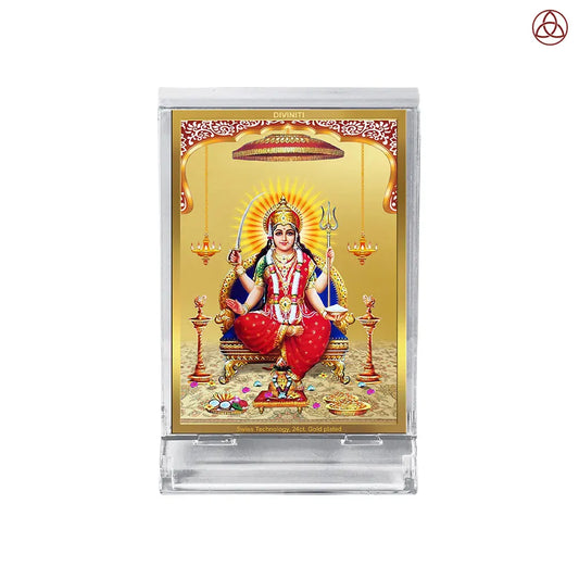 Santoshi Mata | Goddess of Contentment & Fulfilment Car Dashboard Frame in 24K Gold Plated Foil