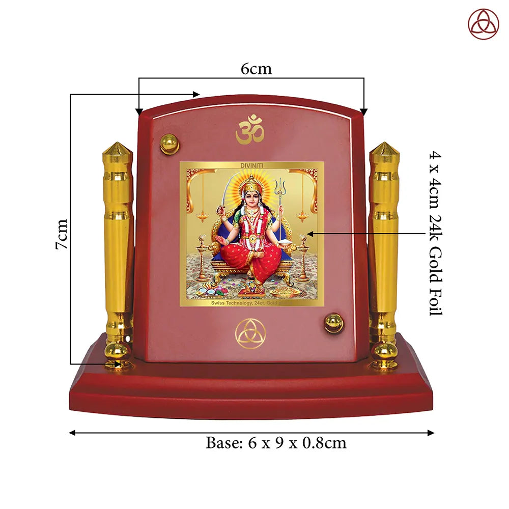 Santoshi Mata | Goddess of Contentment & Fulfilment Car Dashboard Frame in 24K Gold Plated Foil