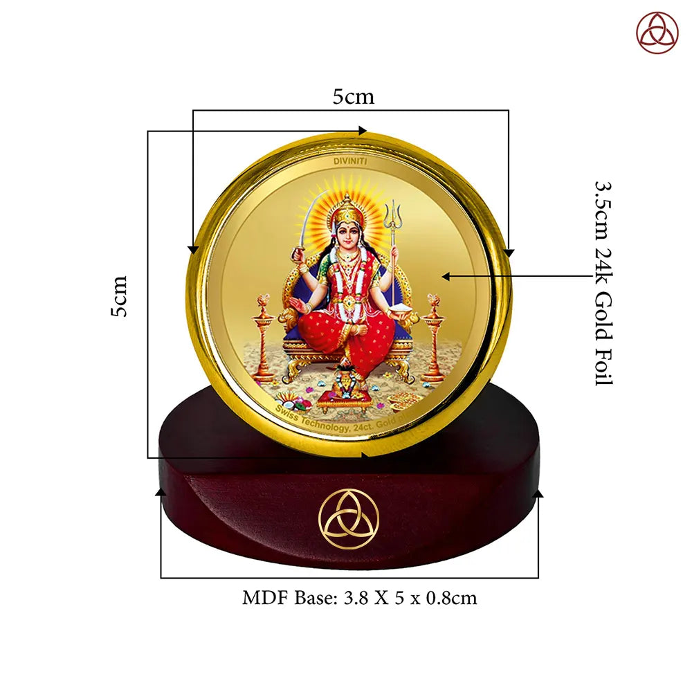 Santoshi Mata | Goddess of Contentment & Fulfilment Car Dashboard Frame in 24K Gold Plated Foil
