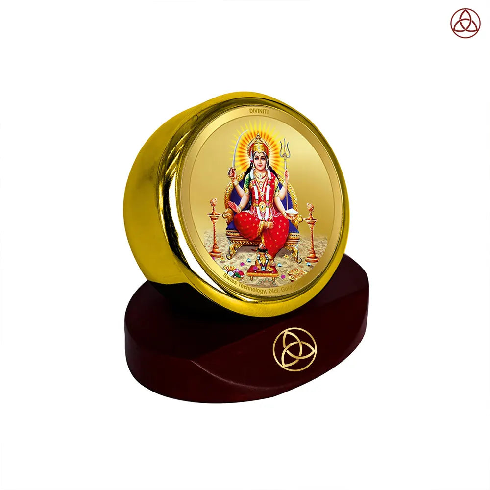 Santoshi Mata | Goddess of Contentment & Fulfilment Car Dashboard Frame in 24K Gold Plated Foil