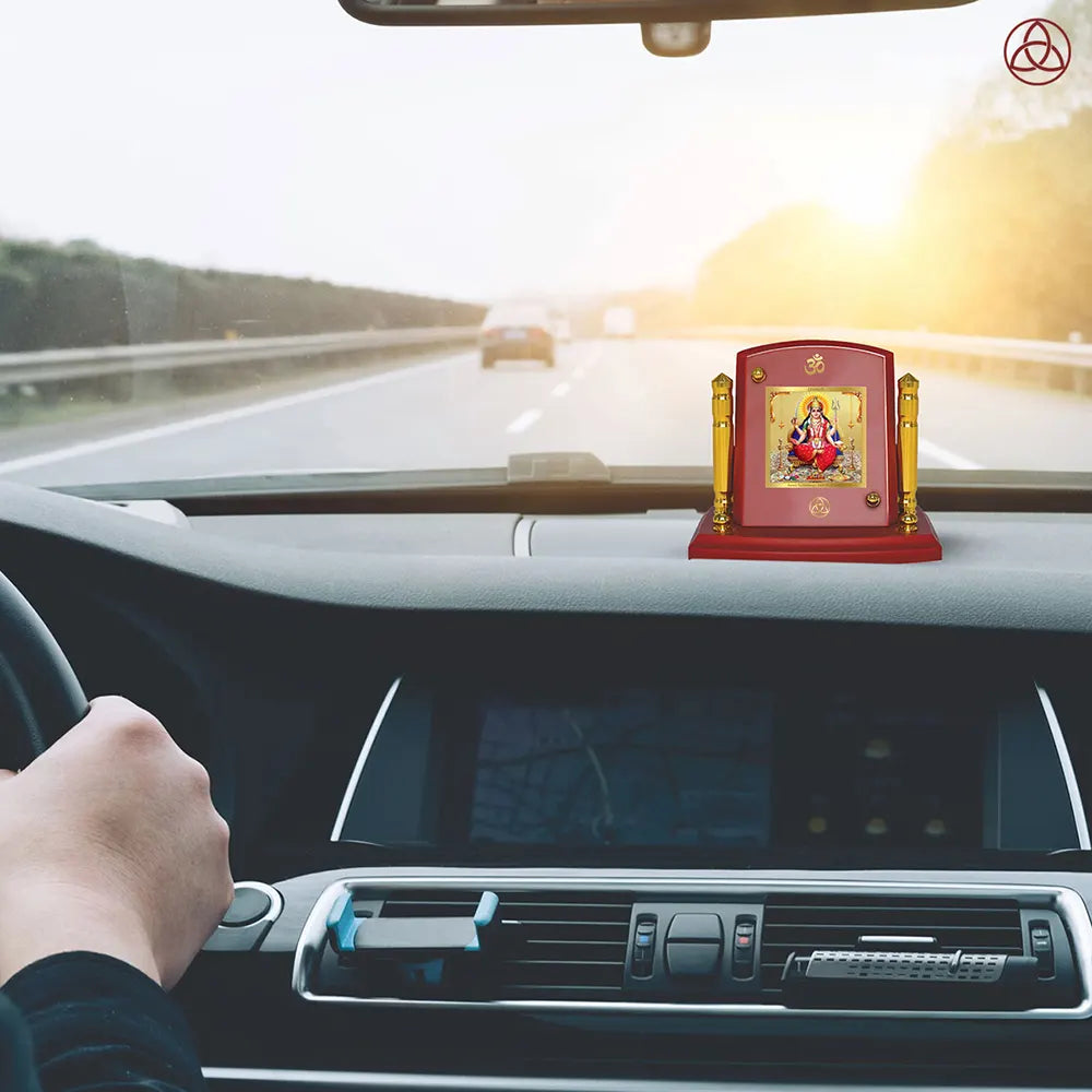 Santoshi Mata | Goddess of Contentment & Fulfilment Car Dashboard Frame in 24K Gold Plated Foil