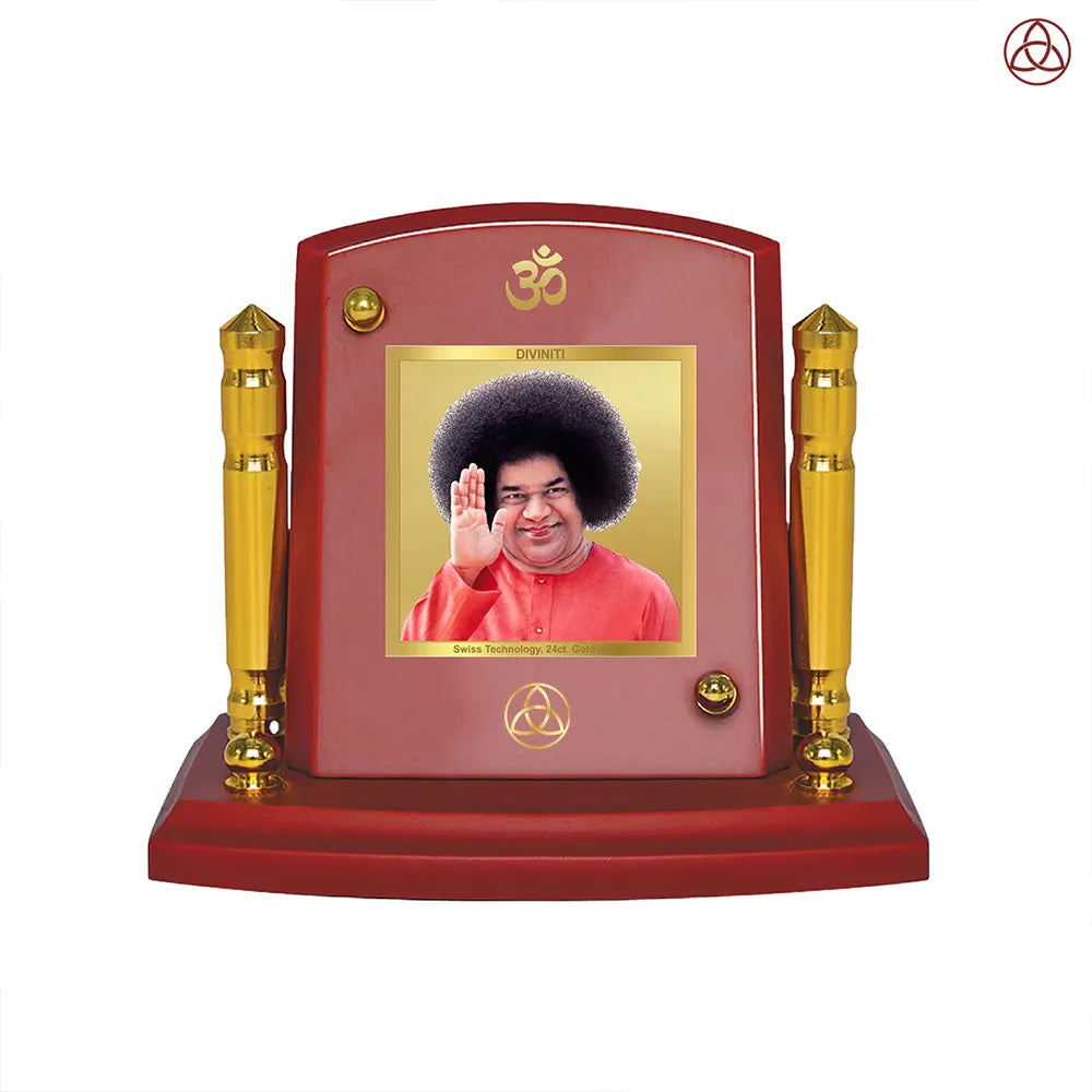 Sathya Sai Baba | Avatar of Love and Universal Harmony Car Dashboard Frame in 24K Gold Plated Foil