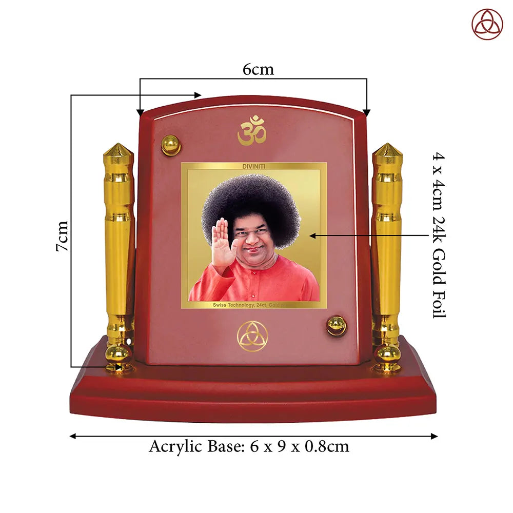 Sathya Sai Baba | Avatar of Love and Universal Harmony Car Dashboard Frame in 24K Gold Plated Foil