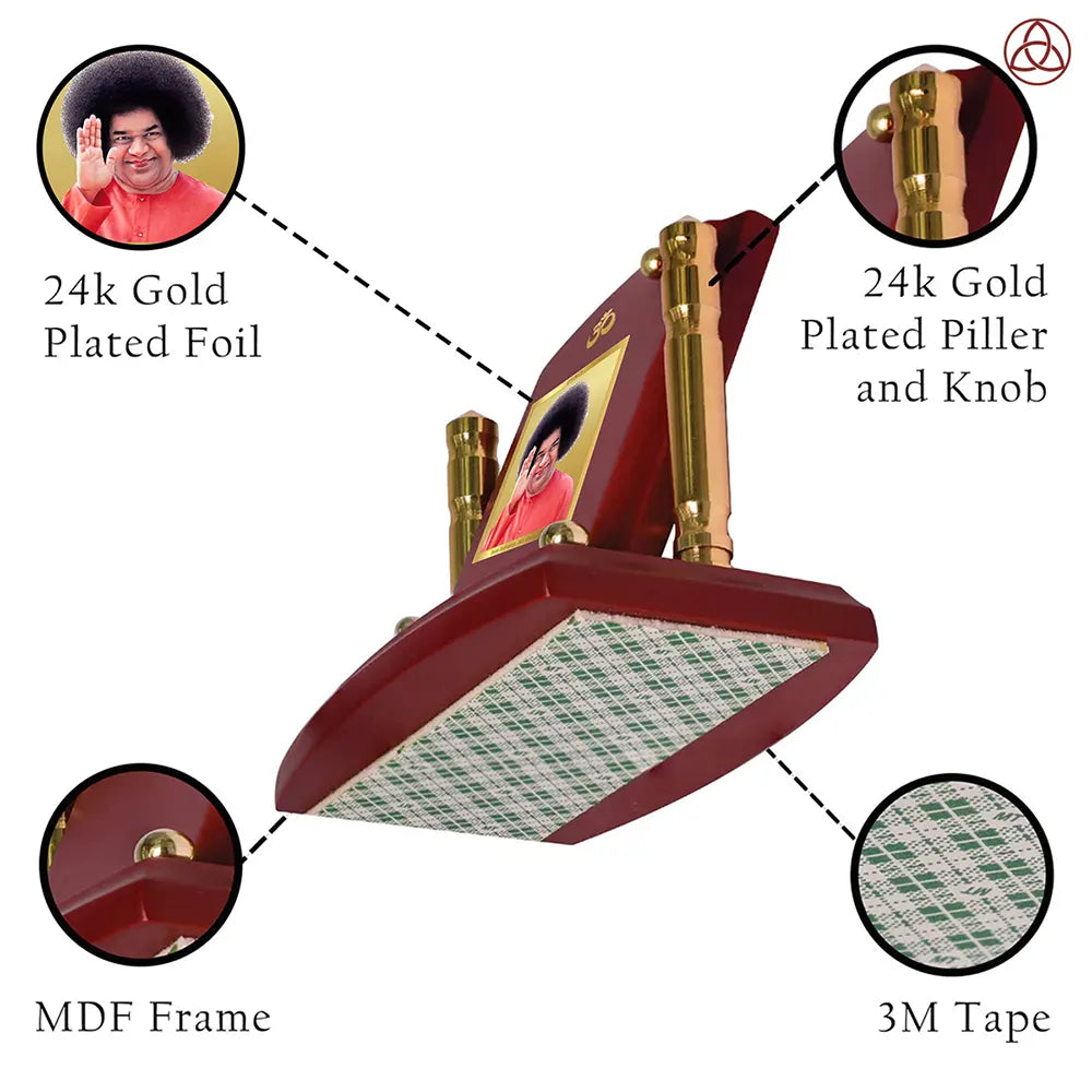Sathya Sai Baba | Avatar of Love and Universal Harmony Car Dashboard Frame in 24K Gold Plated Foil