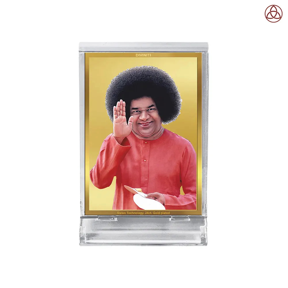 Sathya Sai Baba | Avatar of Love and Universal Harmony Car Dashboard Frame in 24K Gold Plated Foil