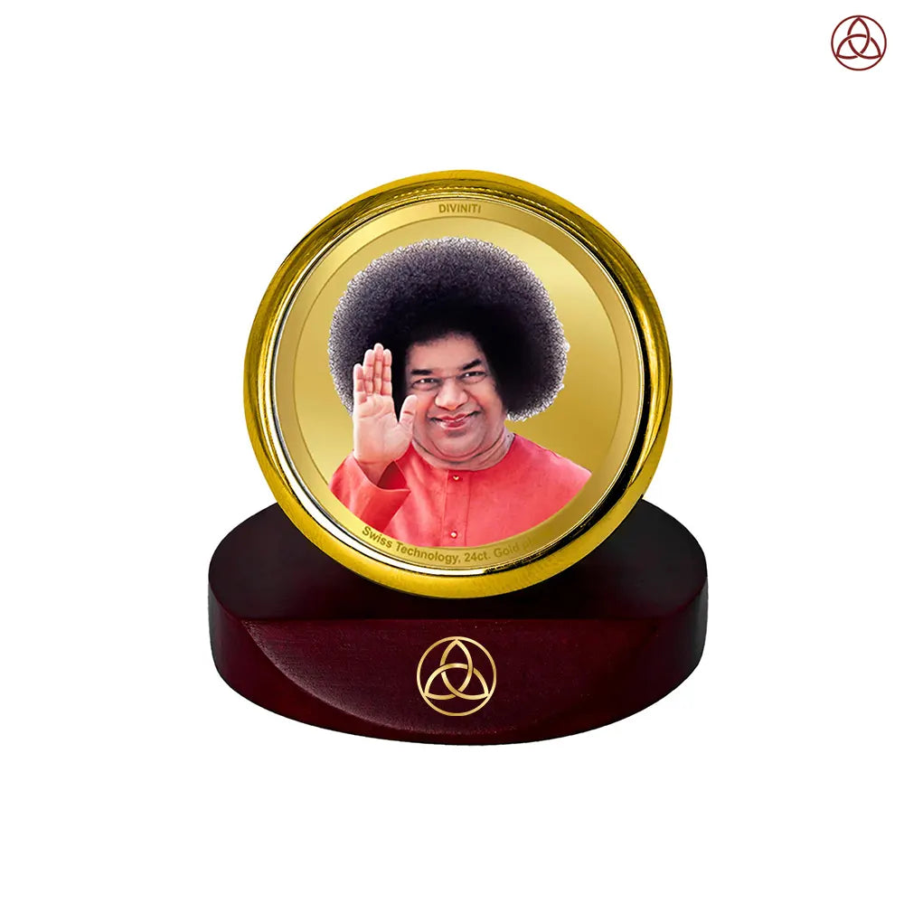 Sathya Sai Baba | Avatar of Love and Universal Harmony Car Dashboard Frame in 24K Gold Plated Foil