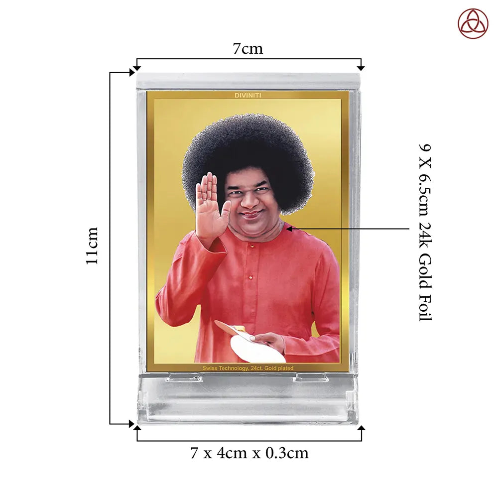 Sathya Sai Baba | Avatar of Love and Universal Harmony Car Dashboard Frame in 24K Gold Plated Foil