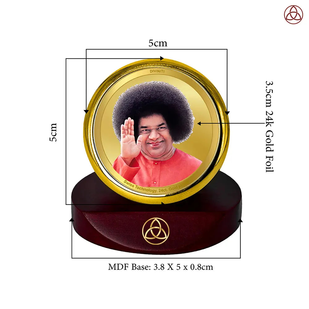 Sathya Sai Baba | Avatar of Love and Universal Harmony Car Dashboard Frame in 24K Gold Plated Foil