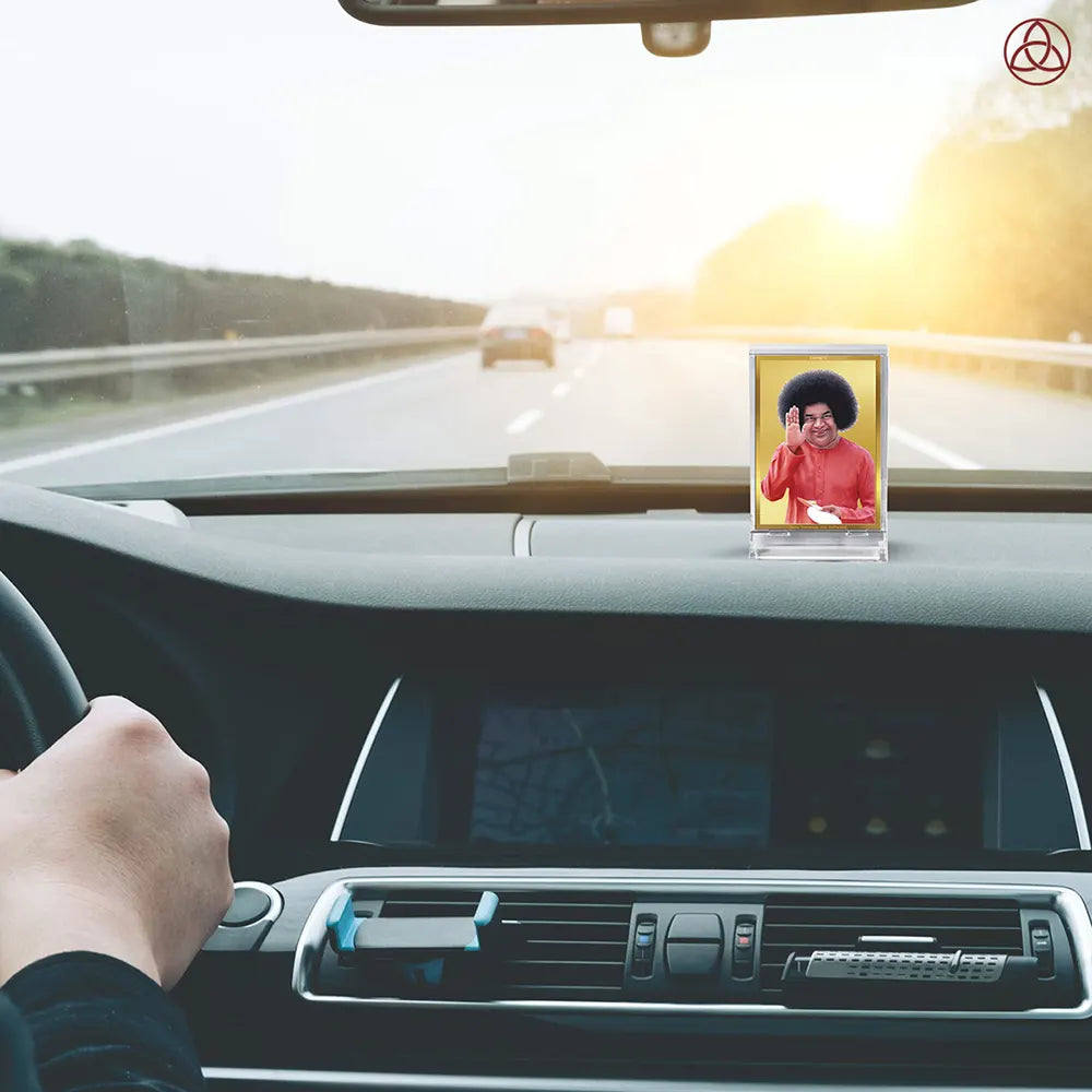 Sathya Sai Baba | Avatar of Love and Universal Harmony Car Dashboard Frame in 24K Gold Plated Foil