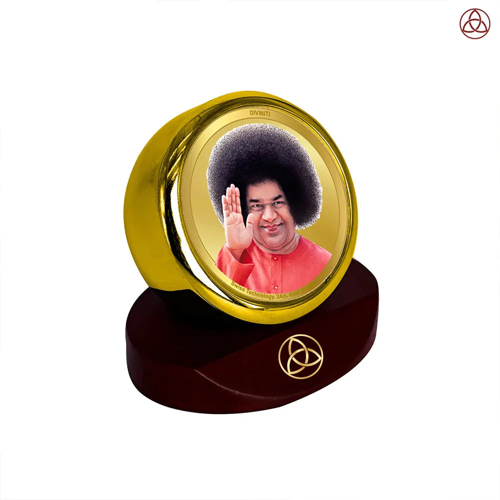 Sathya Sai Baba | Avatar of Love and Universal Harmony Car Dashboard Frame in 24K Gold Plated Foil