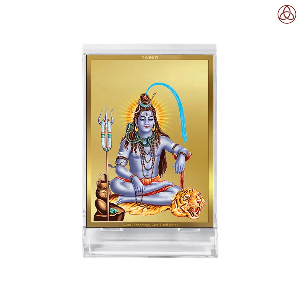 Lord Shiva | Mahadev The Supreme Consciousness Car Dashboard Frame in 24K Gold Plated Foil