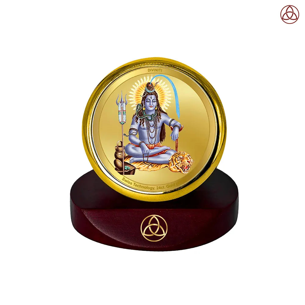 Lord Shiva | Mahadev The Supreme Consciousness Car Dashboard Frame in 24K Gold Plated Foil