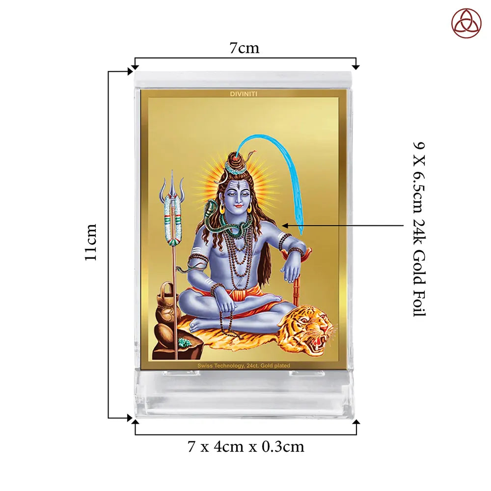 Lord Shiva | Mahadev The Supreme Consciousness Car Dashboard Frame in 24K Gold Plated Foil