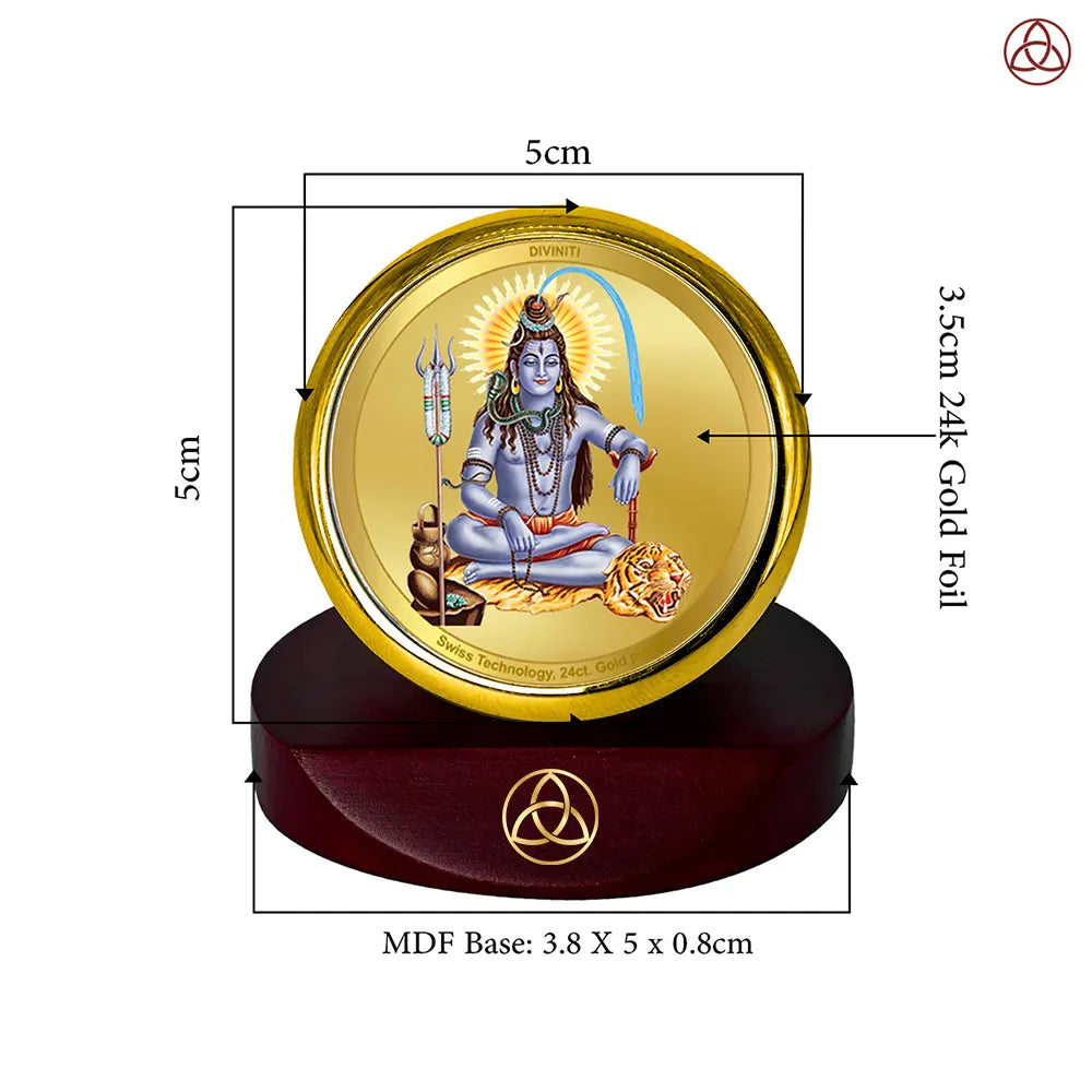 Lord Shiva | Mahadev The Supreme Consciousness Car Dashboard Frame in 24K Gold Plated Foil