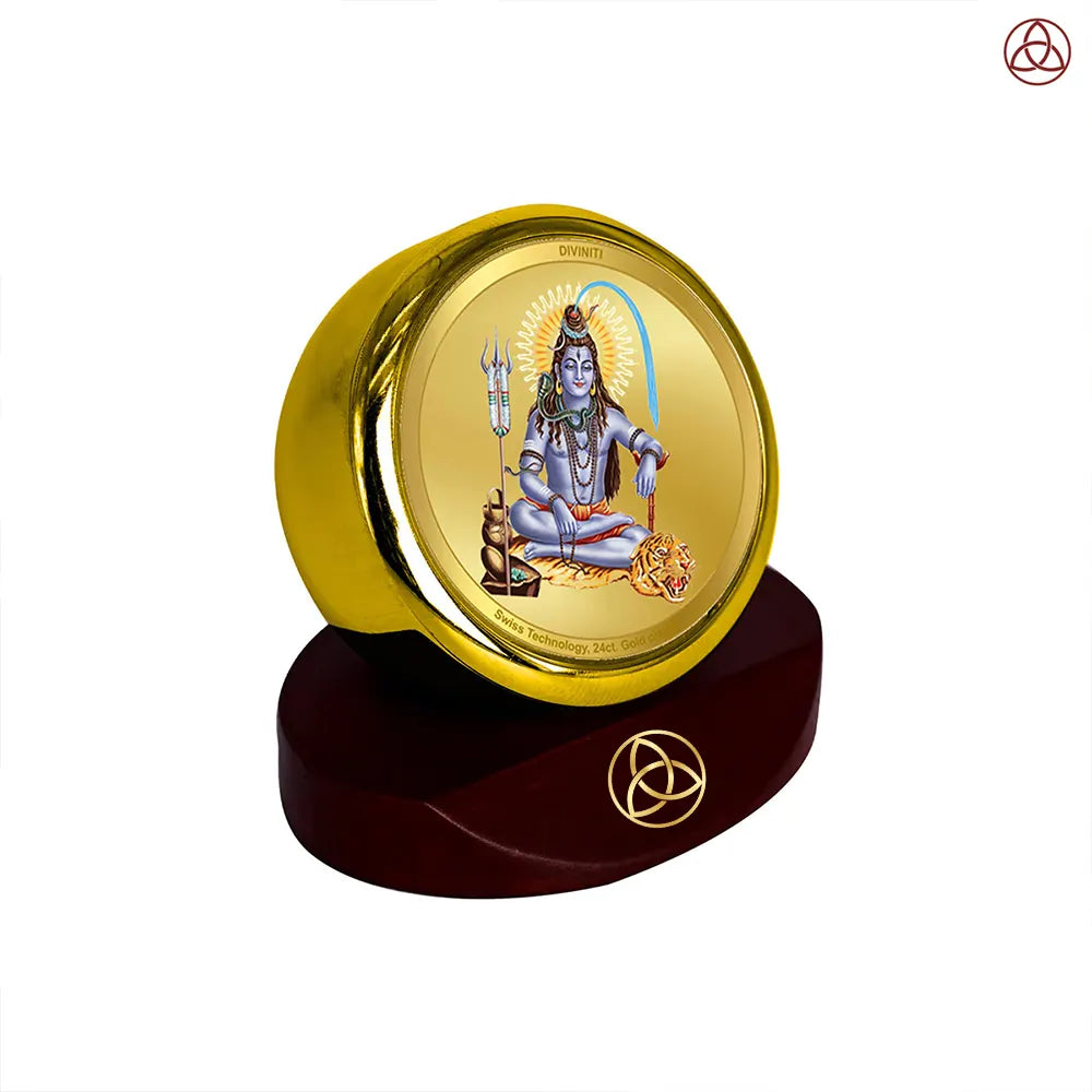 Lord Shiva | Mahadev The Supreme Consciousness Car Dashboard Frame in 24K Gold Plated Foil