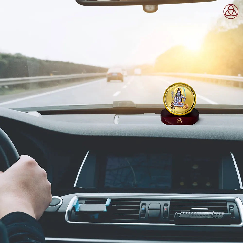 Lord Shiva | Mahadev The Supreme Consciousness Car Dashboard Frame in 24K Gold Plated Foil