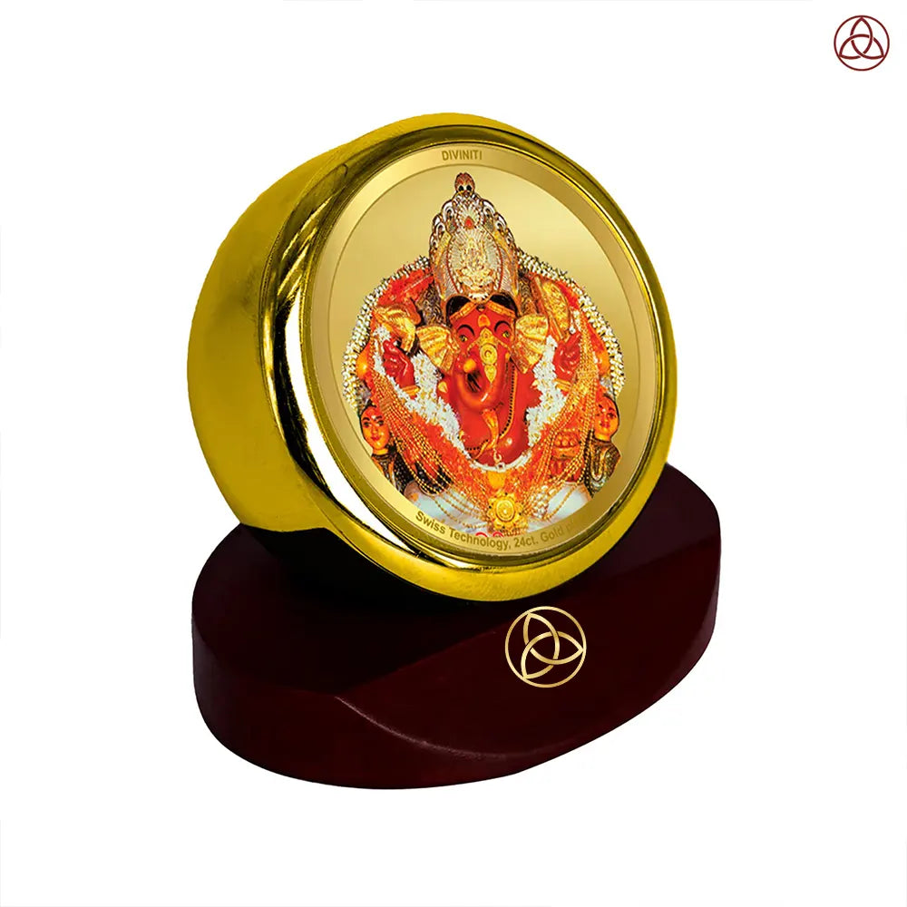 Lord Siddhivinayak | Giver of Auspicious Beginnings & Fulfilled Wishes Car Dashboard Frame in 24K Gold Plated Foil