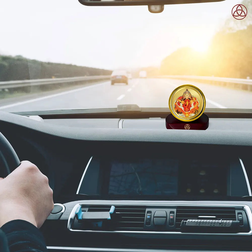 Lord Siddhivinayak | Giver of Auspicious Beginnings & Fulfilled Wishes Car Dashboard Frame in 24K Gold Plated Foil