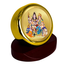 Load image into Gallery viewer, Diviniti 24K Gold Plated Shiv Parivar Frame For Car Dashboard, Home Decor, Festival Gift &amp; Puja Room (5.5 x 5.0 CM)
