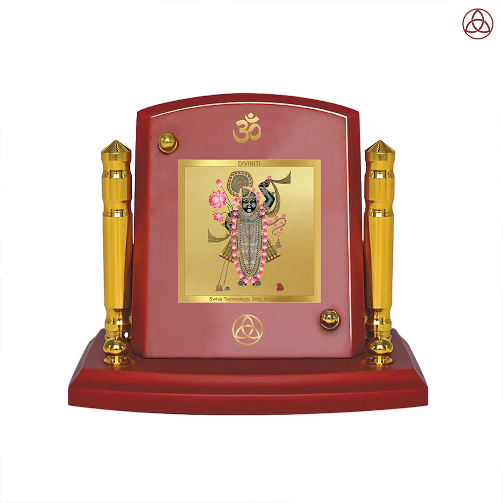 Lord Shrinathji | Divine Form of Krishna from Nathdwara Car Dashboard Frame in 24K Gold Plated Foil