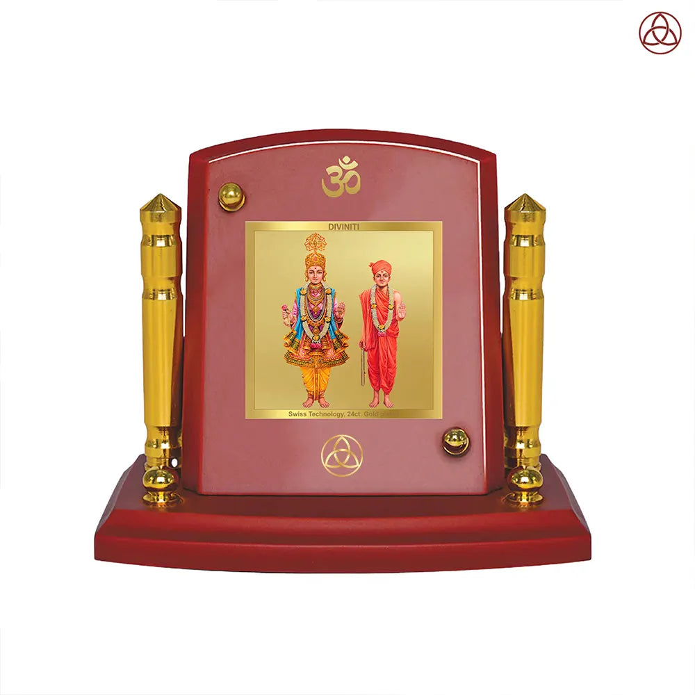 Lord Swaminarayan | Incarnation of Dharma & Divine Grace Car Dashboard Frame in 24K Gold Plated Foil