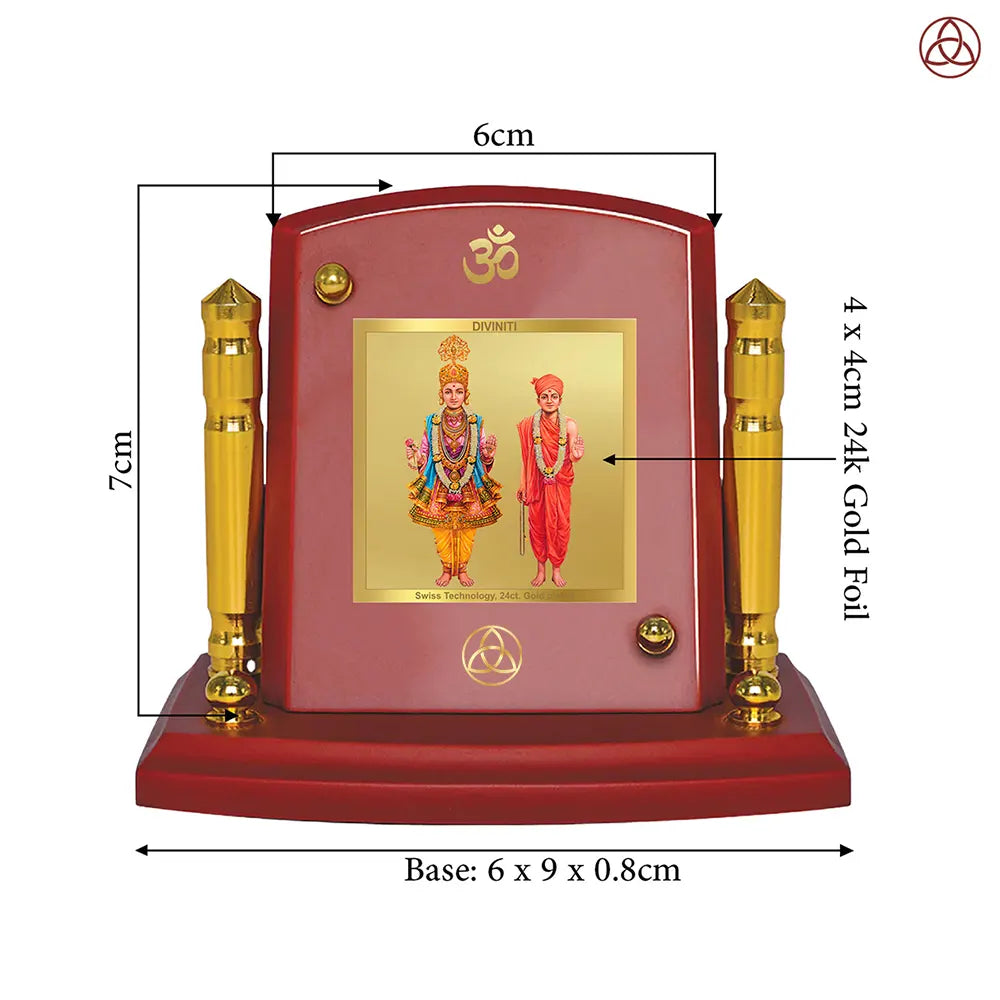 Lord Swaminarayan | Incarnation of Dharma & Divine Grace Car Dashboard Frame in 24K Gold Plated Foil
