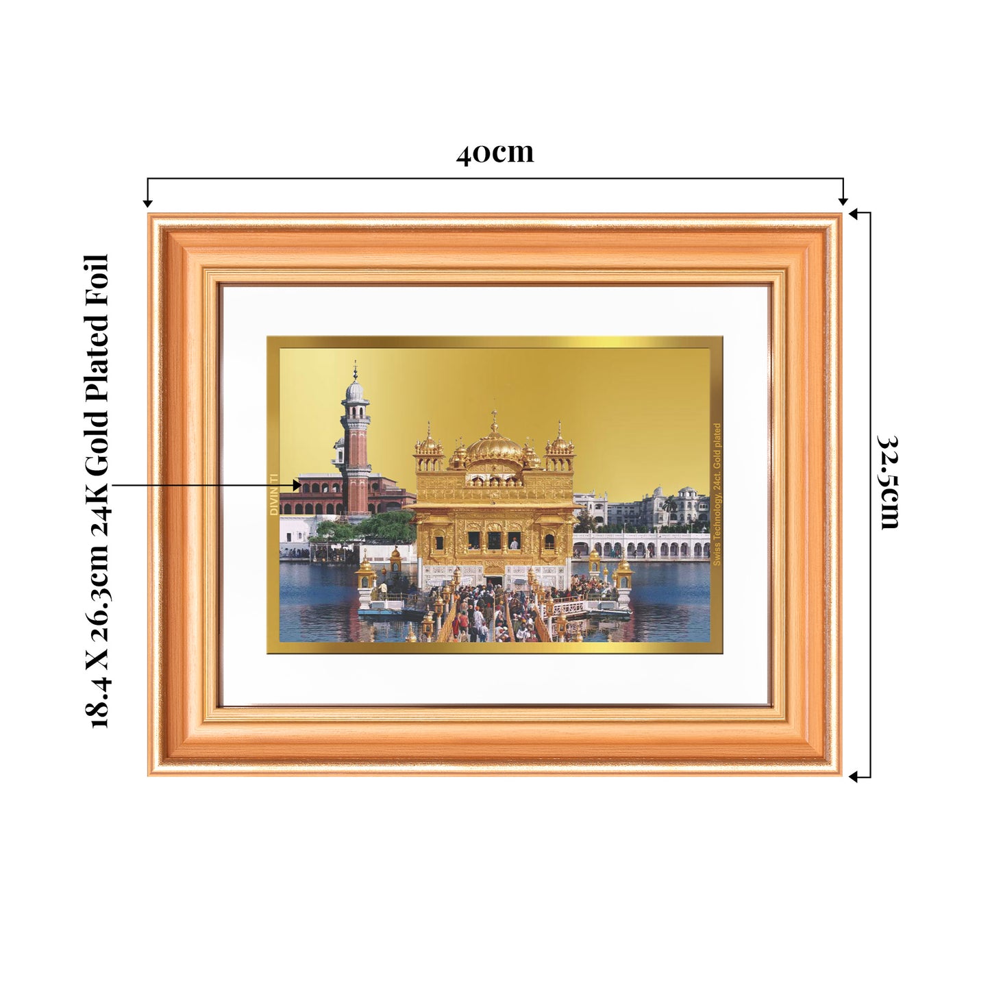 Sachkhand Shri Darbar Sahib | Golden Temple | Sacred Sikh Shrine Wall Mount Photo Frame in 24K Gold Plated Foil
