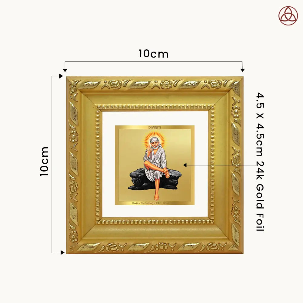 Sai Baba of Shirdi | Saint of Faith & Compassion Tabletop Frame in 24K Gold Plated Foil