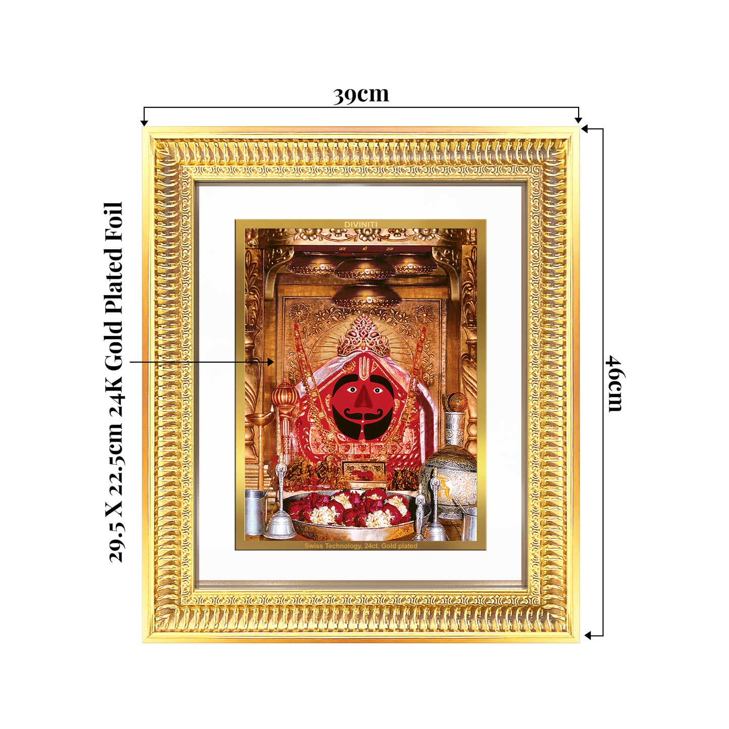 Salasar Balaji | Lord Hanuman of Salasar Dham Wall Mount Photo Frame in 24K Gold Plated Foil