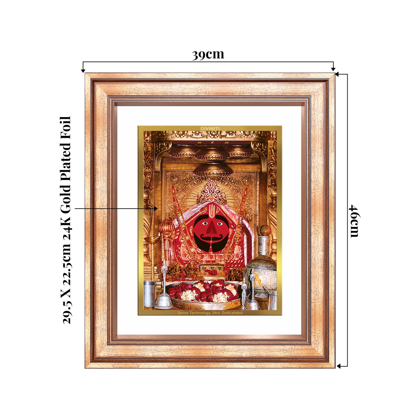 Salasar Balaji | Lord Hanuman of Salasar Dham Wall Mount Photo Frame in 24K Gold Plated Foil