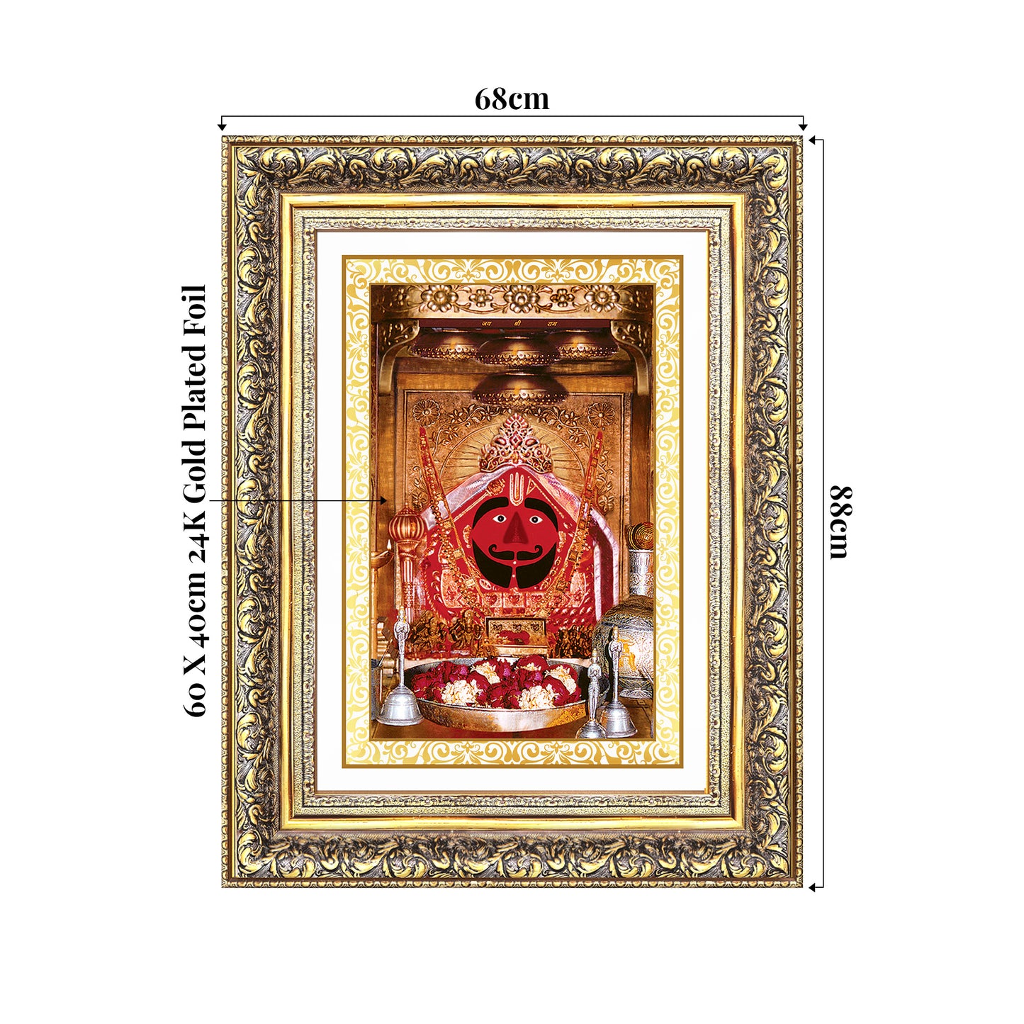 Salasar Balaji | Lord Hanuman of Salasar Dham Wall Mount Photo Frame in 24K Gold Plated Foil