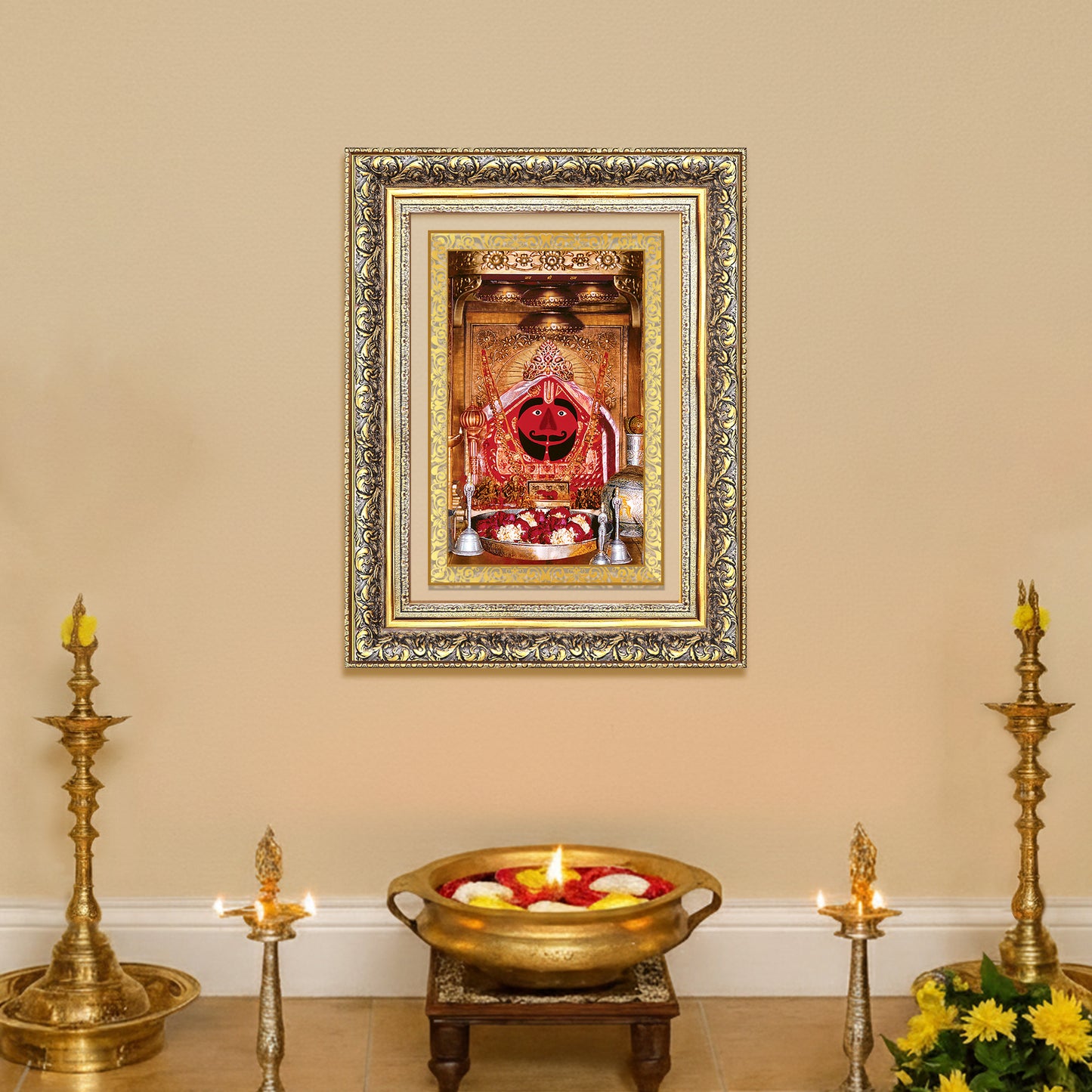 Salasar Balaji | Lord Hanuman of Salasar Dham Wall Mount Photo Frame in 24K Gold Plated Foil