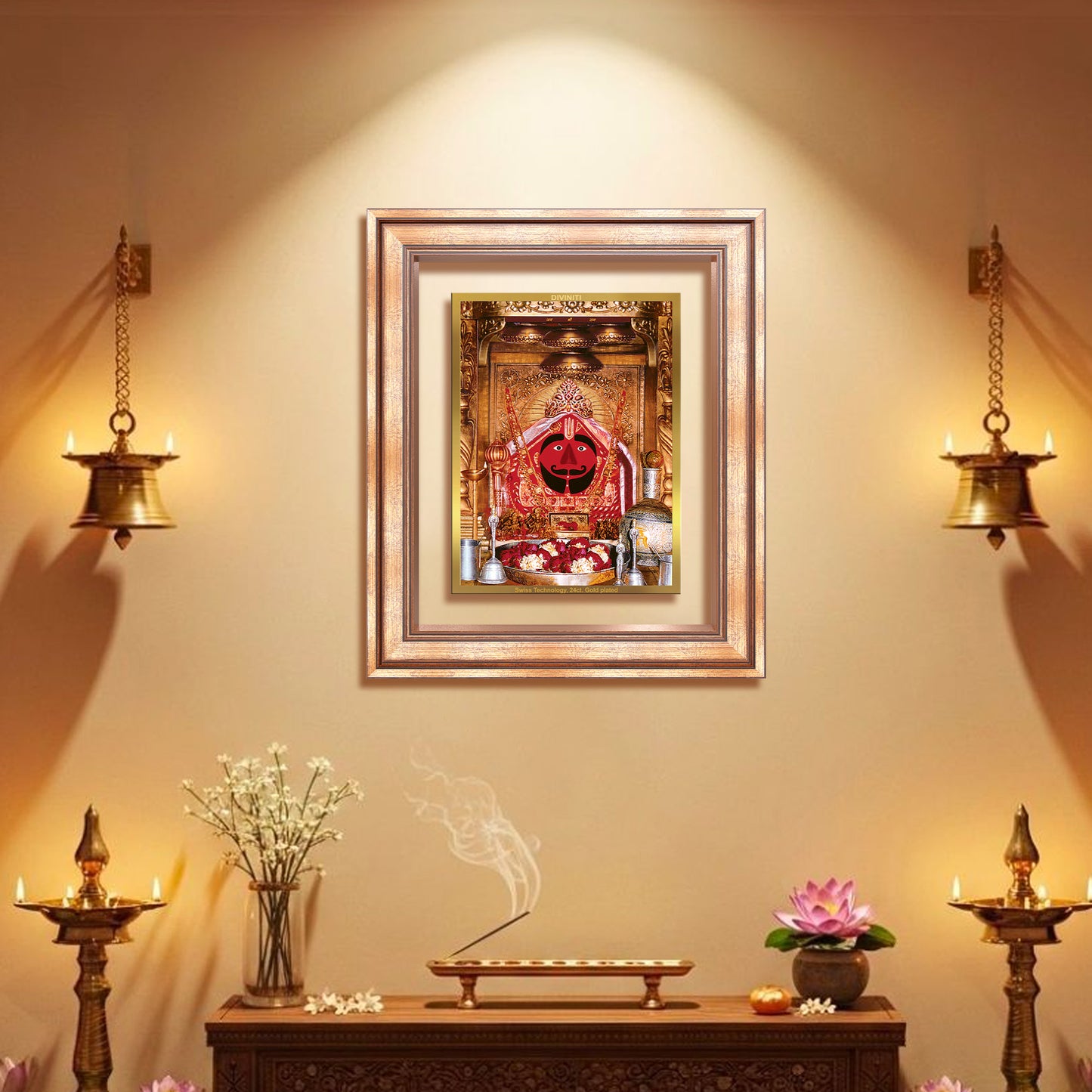 Salasar Balaji | Lord Hanuman of Salasar Dham Wall Mount Photo Frame in 24K Gold Plated Foil