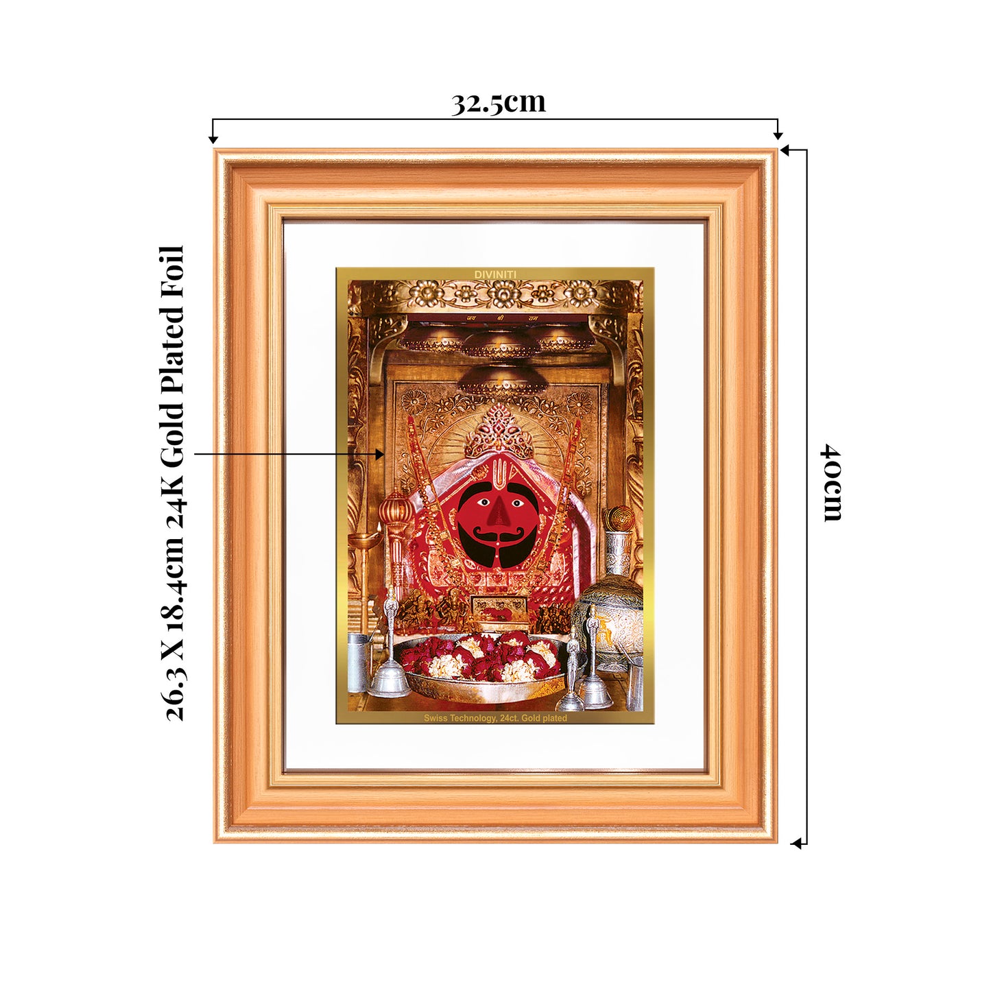 Salasar Balaji | Lord Hanuman of Salasar Dham Wall Mount Photo Frame in 24K Gold Plated Foil