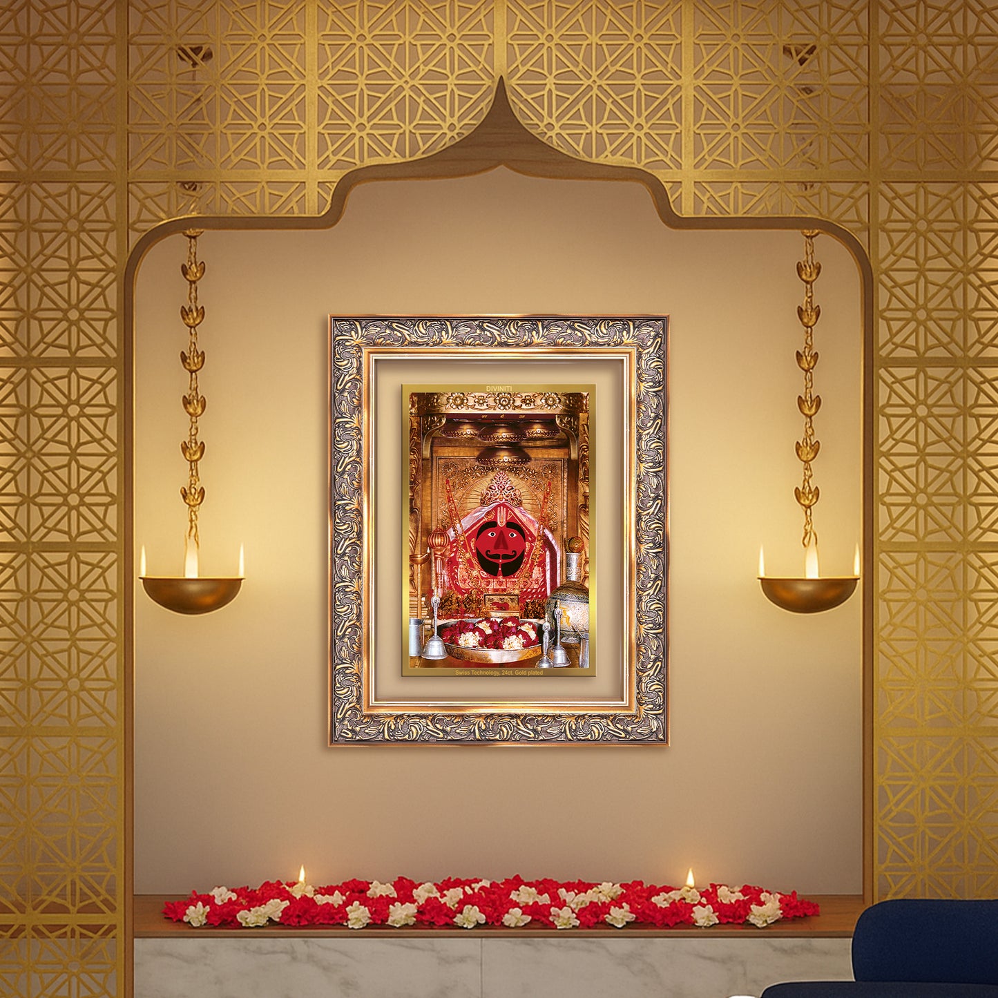 Salasar Balaji | Lord Hanuman of Salasar Dham Wall Mount Photo Frame in 24K Gold Plated Foil