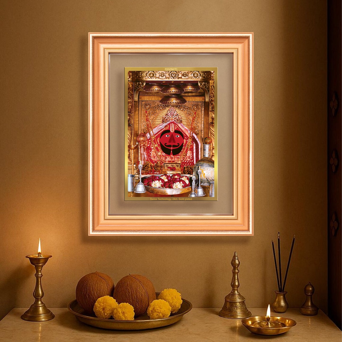 Salasar Balaji | Lord Hanuman of Salasar Dham Wall Mount Photo Frame in 24K Gold Plated Foil
