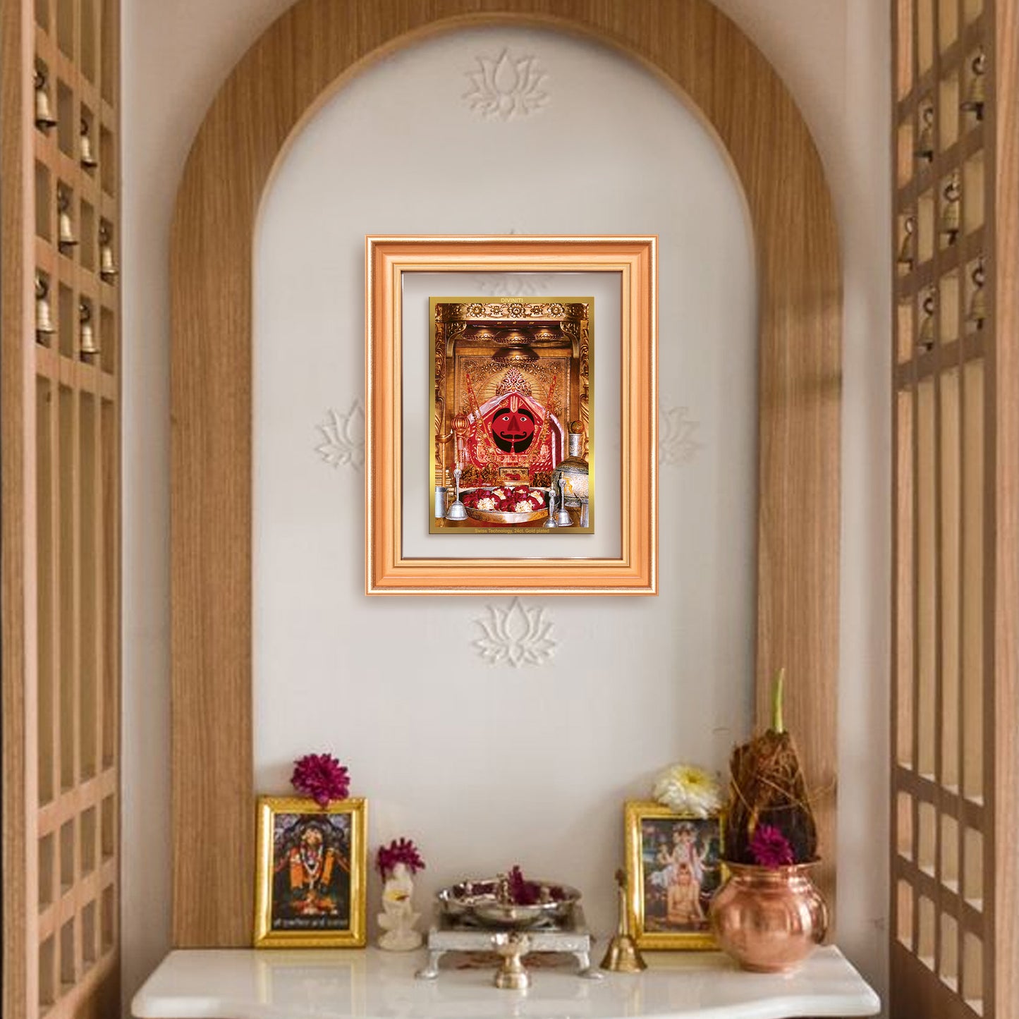 Salasar Balaji | Lord Hanuman of Salasar Dham Wall Mount Photo Frame in 24K Gold Plated Foil