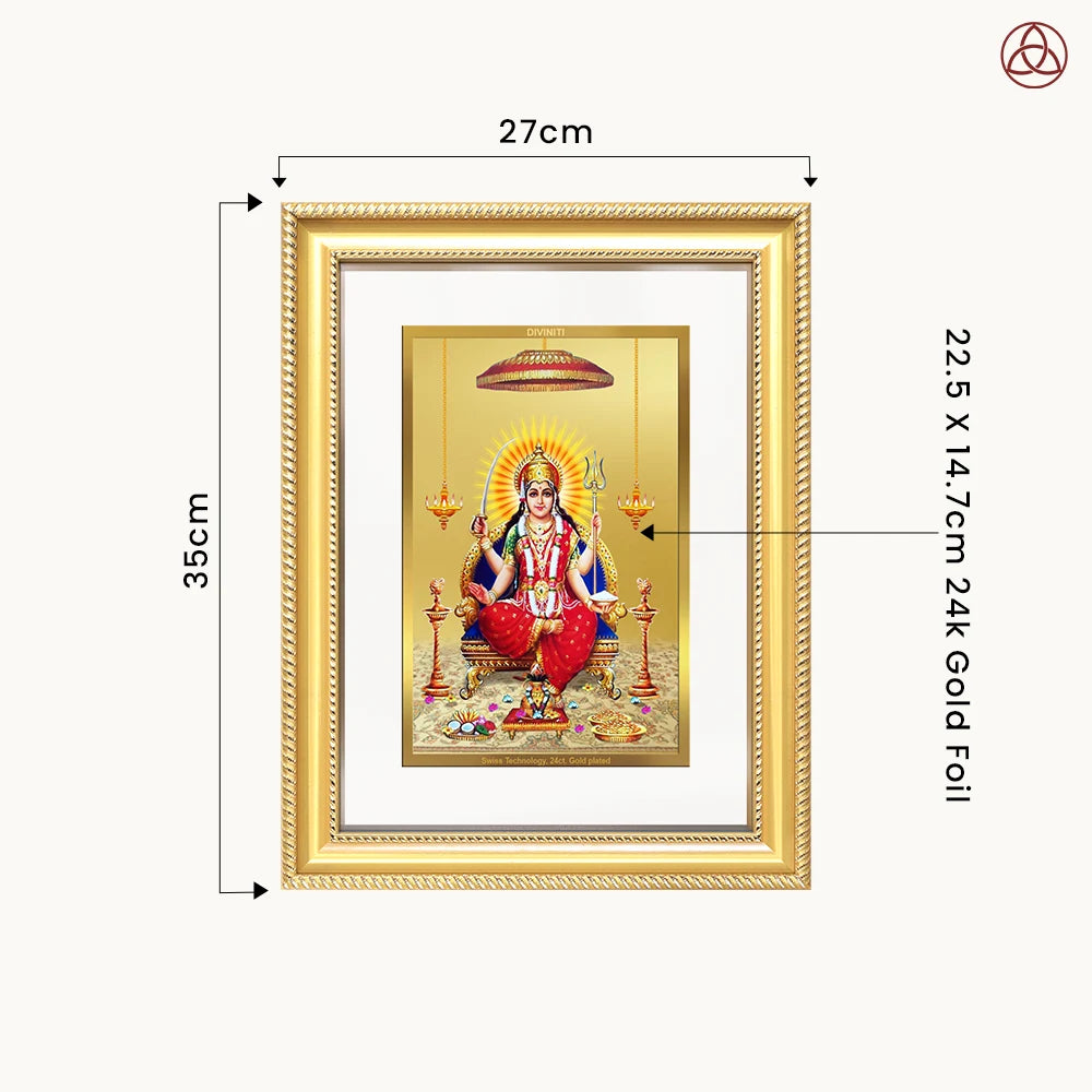 Santoshi Mata | Goddess of Contentment & Fulfilment Wall Photo Frame in 24K Gold Plated Foil