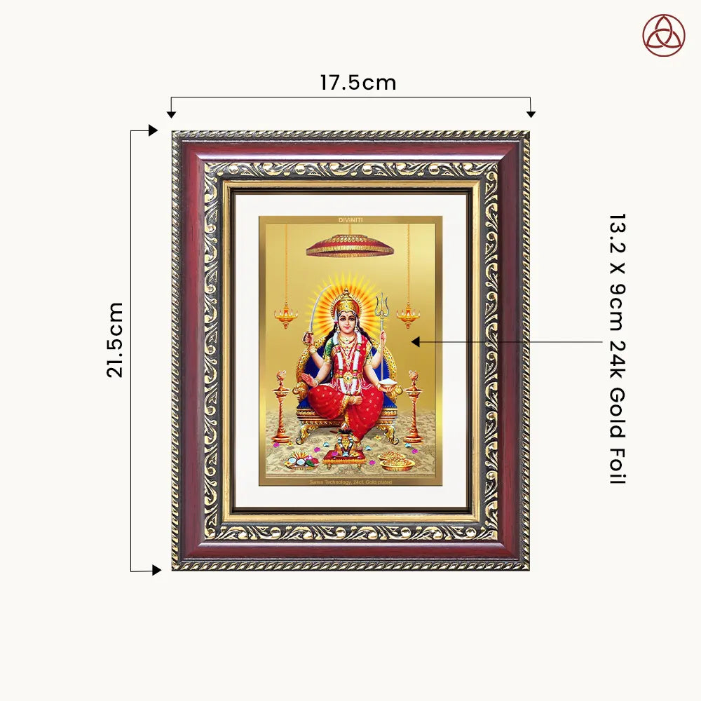 Santoshi Mata | Goddess of Contentment & Fulfilment Wall & Tabletop Photo Frame in 24K Gold Plated Foil