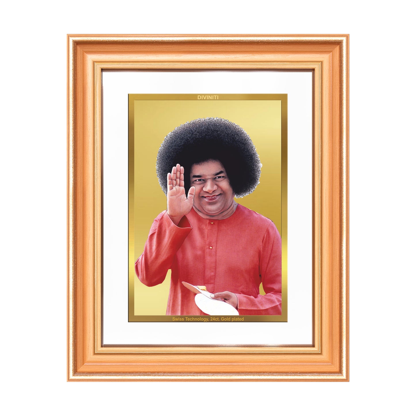 Sri Sathya Sai Baba | Avatar of Love and Universal Harmony Wall Mount Photo Frame in 24K Gold Plated Foil