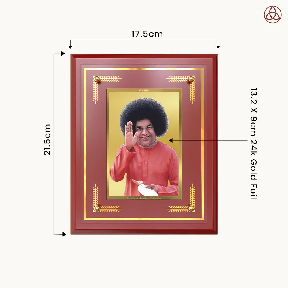 Sathya Sai Baba | Avatar of Love and Universal Harmony Wall & Tabletop Photo Frame in 24K Gold Plated Foil