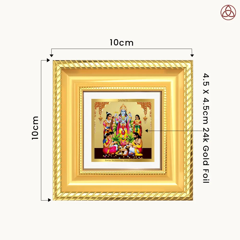 Lord Satyanarayana | Divine Form of Truth and Prosperity Tabletop Frame in 24K Gold Plated Foil