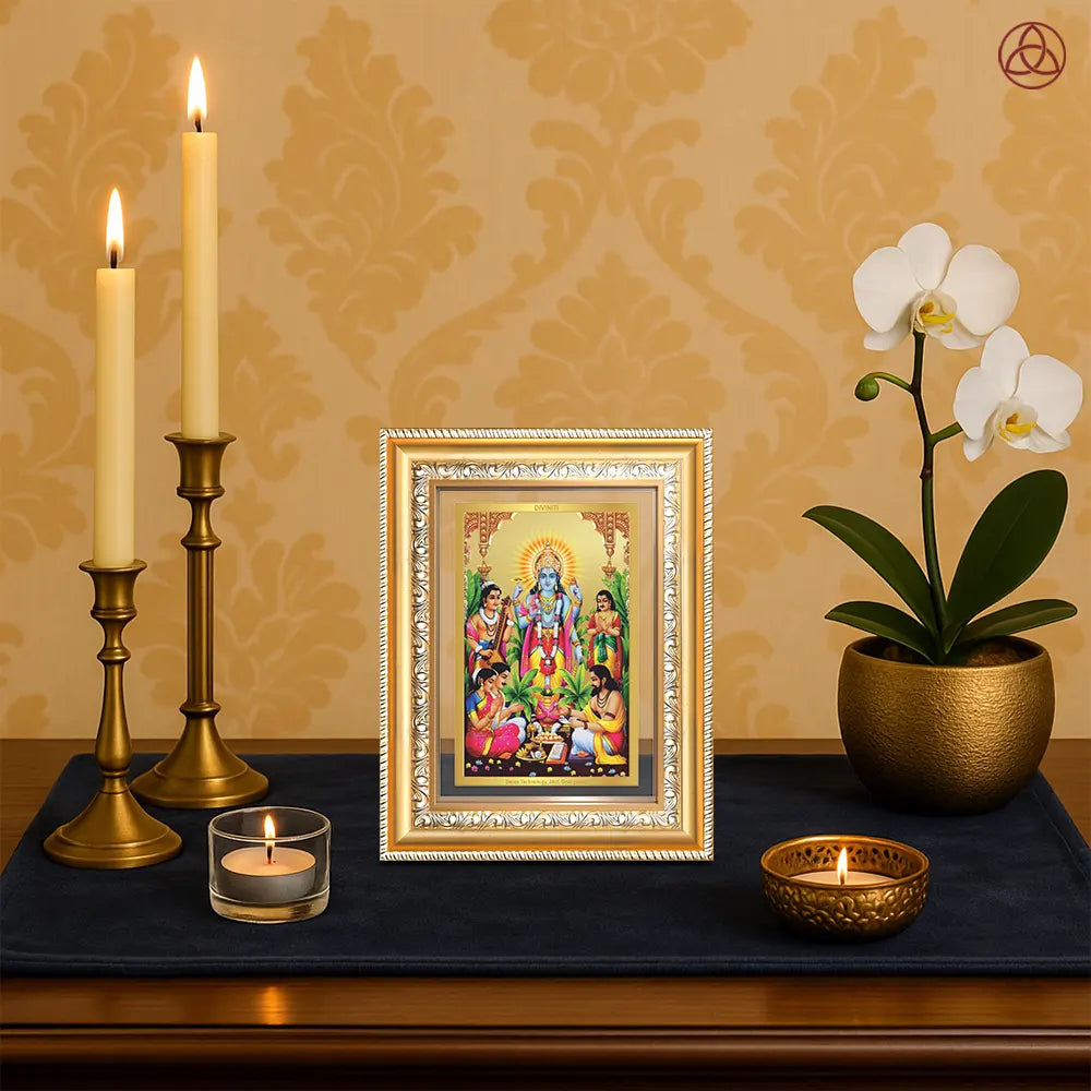 Lord Satyanarayana | Divine form of Truth and Prosperity Wall & Tabletop Photo Frame in 24K Gold Plated Foil