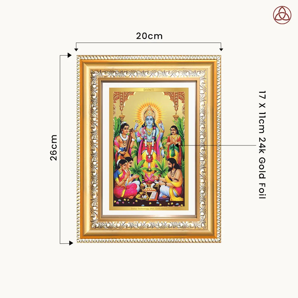 Lord Satyanarayana | Divine form of Truth and Prosperity Wall & Tabletop Photo Frame in 24K Gold Plated Foil
