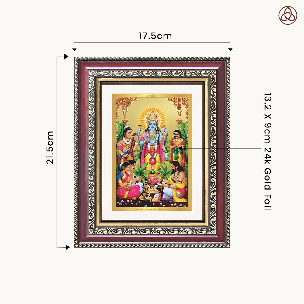 Lord Satyanarayana | Divine form of Truth and Prosperity Wall & Tabletop Photo Frame in 24K Gold Plated Foil