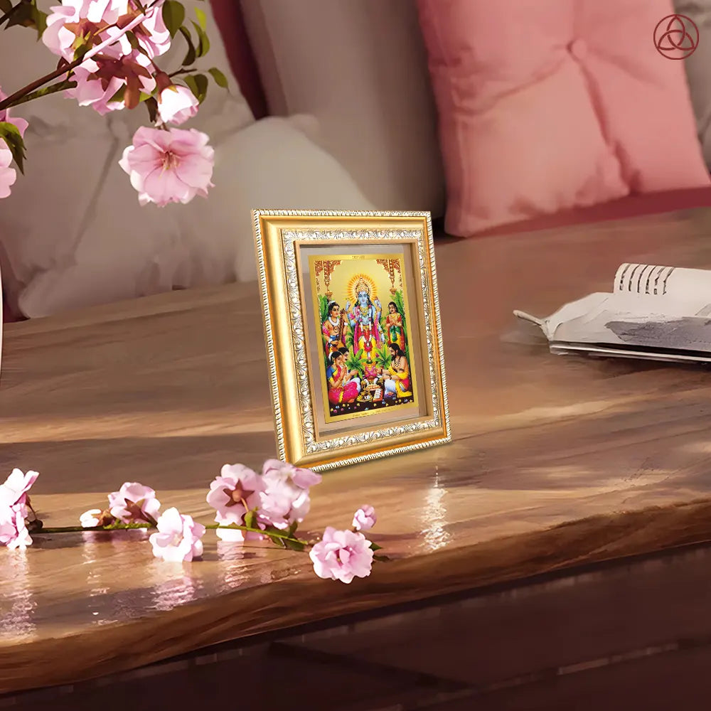 Lord Satyanarayana | Divine form of Truth and Prosperity Wall & Tabletop Photo Frame in 24K Gold Plated Foil
